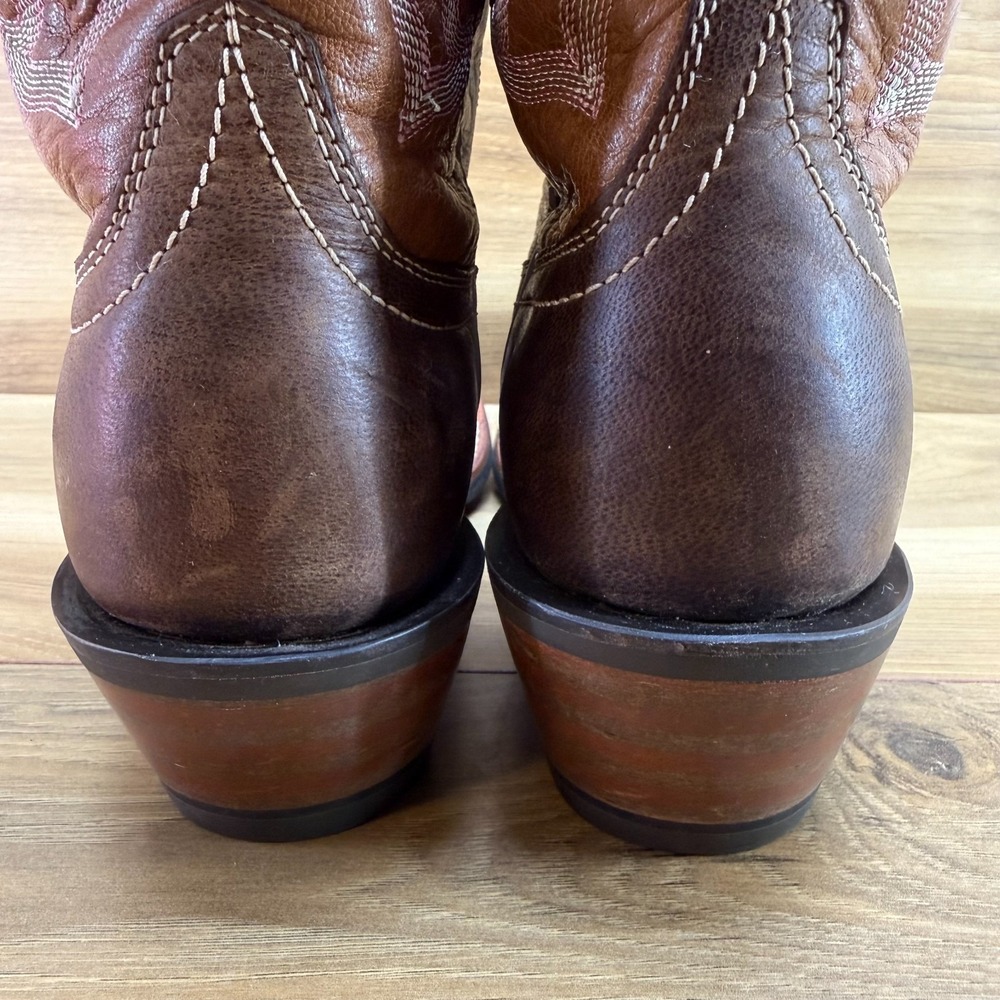 ARIAT Crossfire Caliente Western Boot Womens 7.5 B Brown Pink Square Toe Cowgirl - Picture 8 of 12